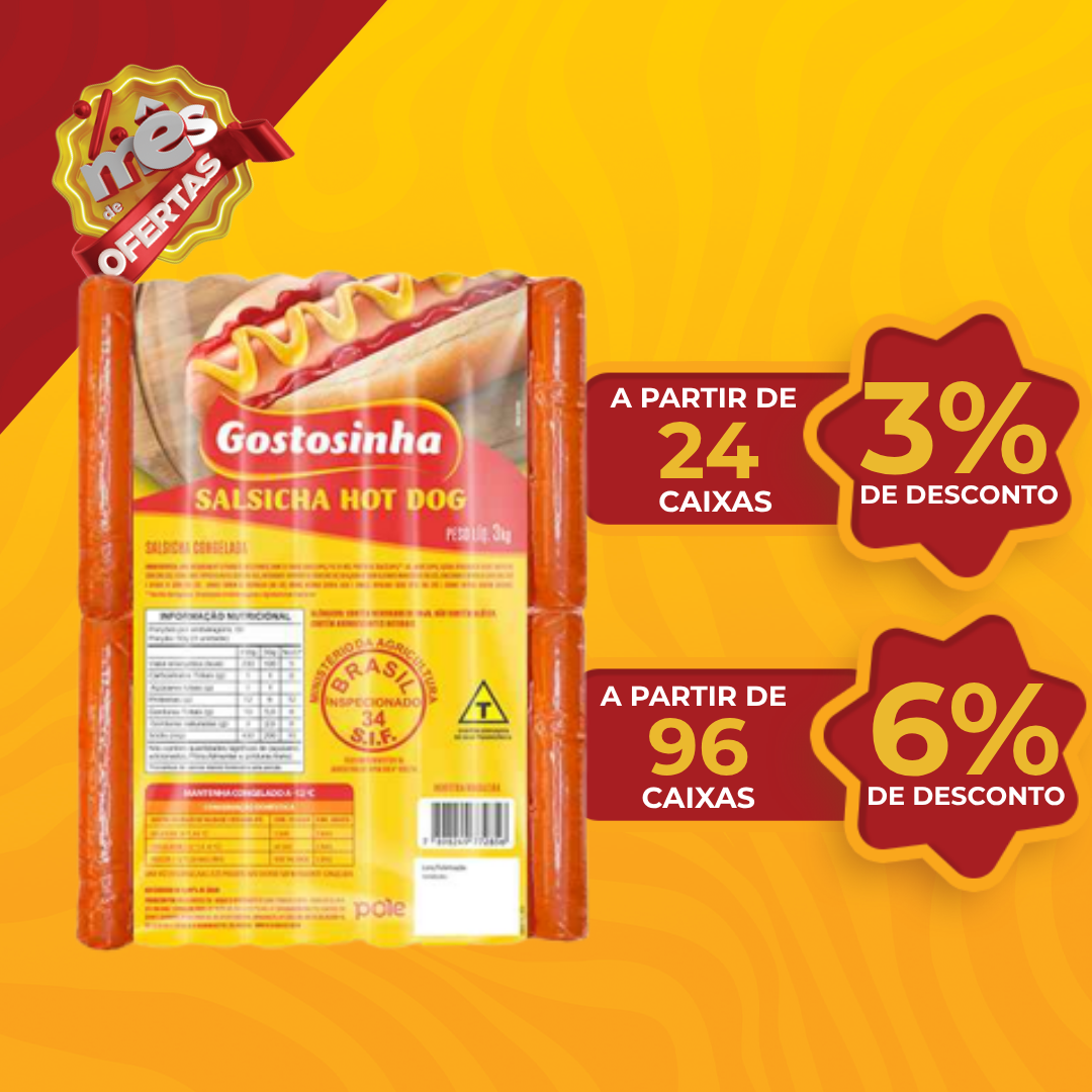 Salsicha Hot Dog Cong 3kg - Gostosinha